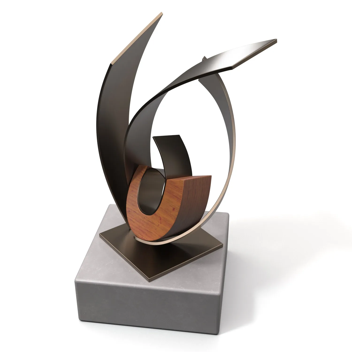 Metal And Wood With Stone Base Sculpture PBR 3D Model_06